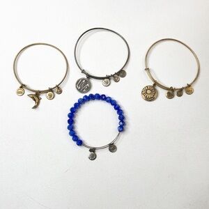 Alex And Ani Lot Of 4 Bangle Bracelet With Charms